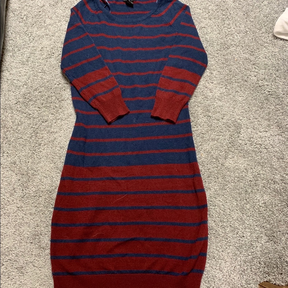 Red and Navy Blue Form Fitting Mini Dress